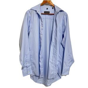 DONALD J TRUMP SIGNATURE MEN'S 15 1/2 34/35 BLUE NO IRON BUTTON DOWN SHIRT